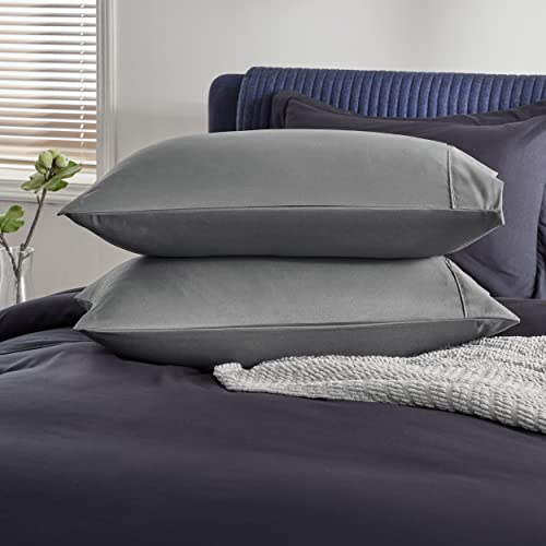 Bedsure Queen Pillow Cases Set of 2 - Dark Grey Brushed Microfiber Pillowcase 2 Pack, Super Soft and Cozy Pillow Case Covers with Envelop Closure, 20x30 Inches