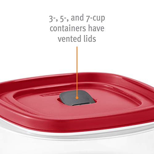 Rubbermaid 42-Piece Food Storage Containers with Lids, Salad Dressing and Condiment Containers, and Steam Vents, Microwave and Dishwasher Safe, Red (Pack of 21)