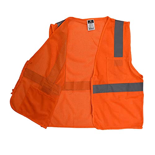 Radians SV2ZOMM Polyester Mesh Economy Class 2 High Visibility Vest with Zipper Closure, Medium, Orange