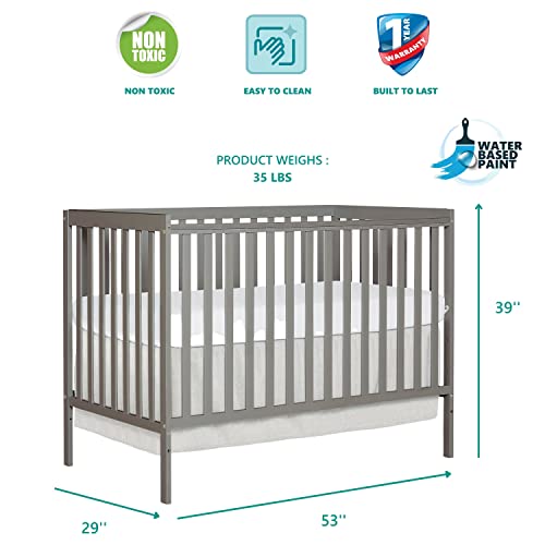 Dream On Me Synergy 5-in-1 Convertible Crib in Cool Grey, Greenguard Gold Certified
