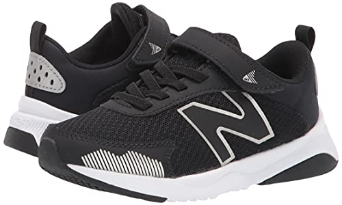 New Balance Kid's Dynasoft 545 V1 Hook and Loop Running Shoe, Black/White/Silver Metallic, 1.5 Little Kid