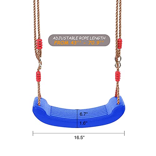 RedSwing Plastic Swing Seat with Rope, Kids Tree Swing Seat, Swing Set Accessories, Great for Outdoor Indoor, Tree, Swing Set, Playground, Blue