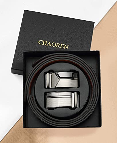 CHAOREN Ratchet Belts for Men 2 Pack - Mens Belt Leather 1 3/8" in Gift Set Box - Meet Almost Any Occasion and Outfit