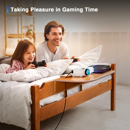 AuKing Projector, 2023 Upgraded Mini Projector, Full HD 1080P Home Theater Video Projector, Compatible with HDMI/USB/VGA/AV/Smartphone/TV Box/Laptop