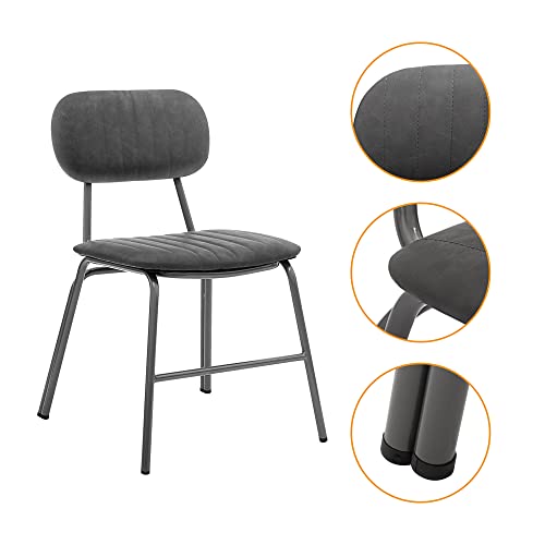 CangLong Home Laurette Collection Modern Style PU Upholstered (Set of 2) with Stainless Steel Frame & Legs, Grey Dining Chairs