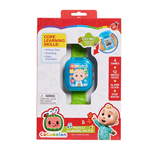 CoComelon JJ’s Learning Smart Watch Toy for Kids with 3 Education-Based Games, Alarm Clock, and Stop Watch, Officially Licensed Kids Toys for Ages 3 Up by Just Play