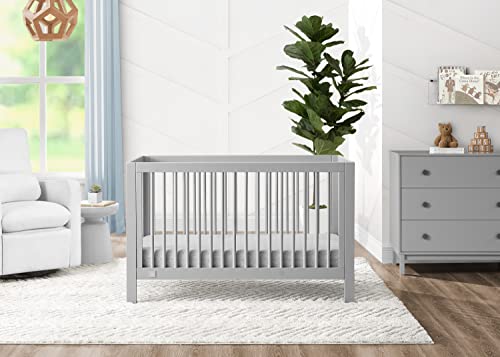 babyGap by Delta Children Charlie 6-in-1 Convertible Crib TrueSleep Crib and Toddler Mattress Legacy 3 Drawer Dresser (Bundle), Grey