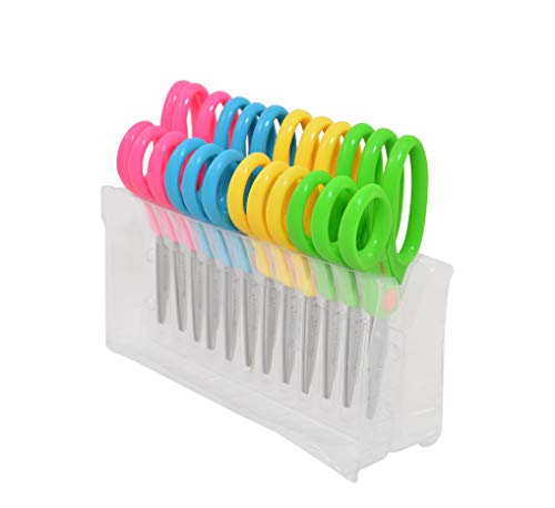 Westcott 14871 Right- and Left-Handed Scissors, Kids' Scissors, Ages 4-8, 5-Inch Blunt Tip, Assorted, 12 Pack