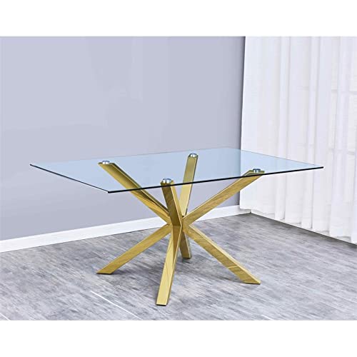 Best Quality Furniture 5PC Dining Set (1 Table + 4 Chairs), White, Gold