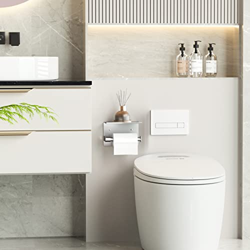 ASTOFLI Toilet Paper Holder with Shelf, Rustproof SUS304 Brushed Nickel Toilet Paper Holder Wall Mount, Toilet Roll Holder, Toilet Tissue Holder for Bathroom, Bathroom Toilet Paper Holders