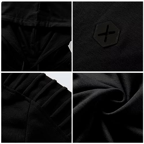 Dokotoo Men Mens Hoodies Lightweight Hoodie Sweatshirs Hipster Slim Fit Long Sleeve Hooded Drawstring Work Jacket Top Black Medium