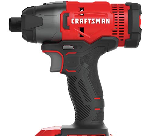CRAFTSMAN 20V MAX Impact Driver Kit, 1/4 Inch, 2,800 RPM, LED Work light, Battery and Charger Included (CMCF800C1)