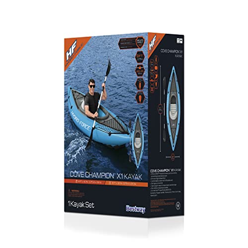 Bestway Hydro Force Inflatable Kayak Set | Includes Seat, Paddle, Hand Pump, Storage Carry Bag | Great for Adults, Kids and Families