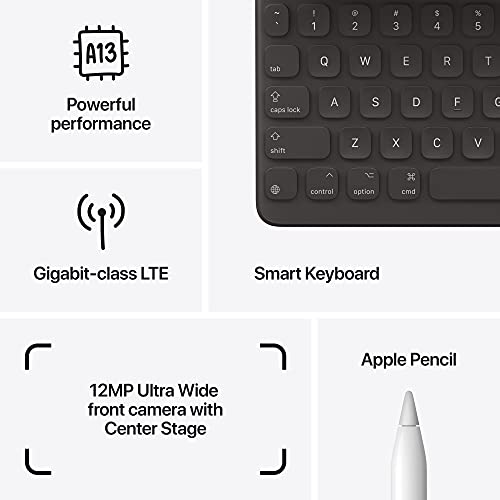 Apple iPad (9th Generation): with A13 Bionic chip, 10.2-inch Retina Display, 64GB, Wi-Fi + 4G LTE Cellular, 12MP front/8MP Back Camera, Touch ID, All-Day Battery Life – Silver