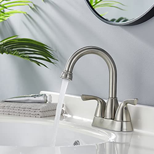 Lexdale Bathroom Sink Faucet Vanity Bathroom Faucet Brushed Nickel Brass Lavatory Faucet Centerset 2 Handles Sink Faucet with Pop up Drain and Supply Lines