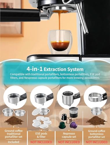 Gevi Espresso Machine, Espresso Maker with Milk Frother Steam Wand, Compact Espresso Super Automatic Espresso Machines for home Cappuccino, Latte
