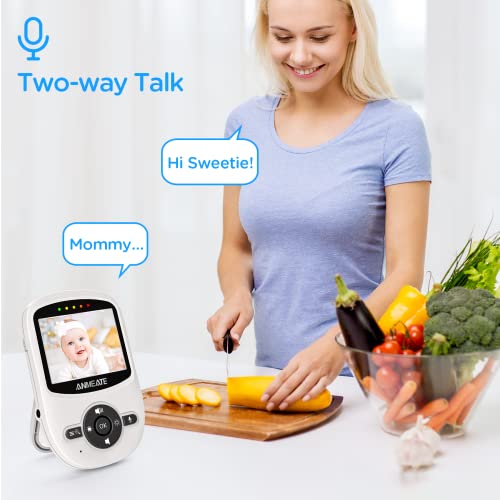 Video Baby Monitor with Digital Camera, ANMEATE Digital 2.4Ghz Wireless Video Monitor with Temperature Monitor, 960ft Transmission Range, 2-Way Talk, Night Vision, High Capacity Battery