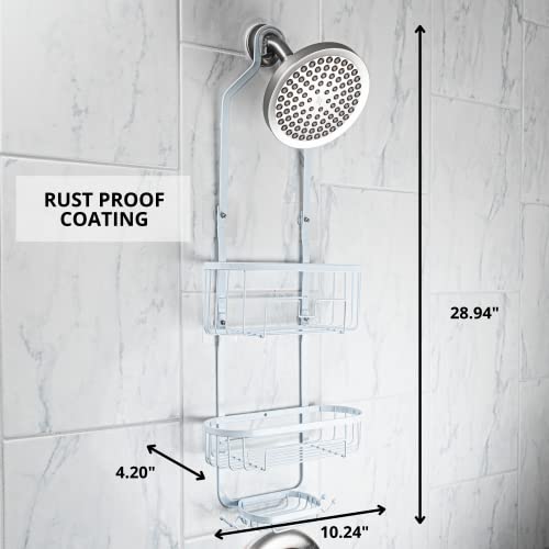 PROBEAUTIFY Hanging Shower Caddy Over Shower Head - White Shower Caddy Hanging - Shower Caddy and Shower Rack for Ultimate Convenience