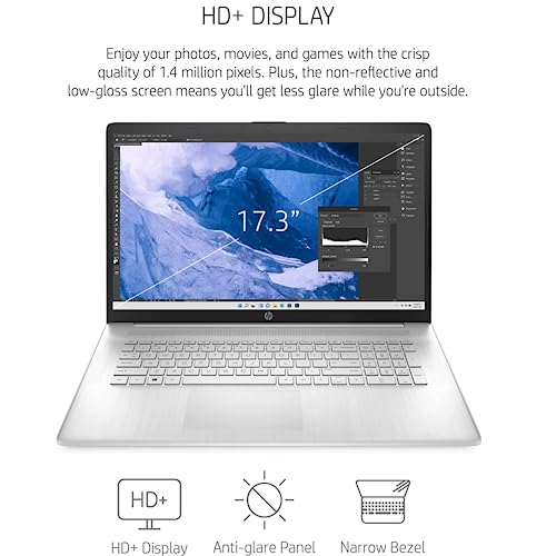 HP 17.3" HD Plus Laptop, for Business and Students, Intel Quad Core, 16GB RAM, 1TB NVMe SSD, Fullsize Keyboard, HDMI, Rapid Charge, Type-C, Windows 11 with Bundled Accessories