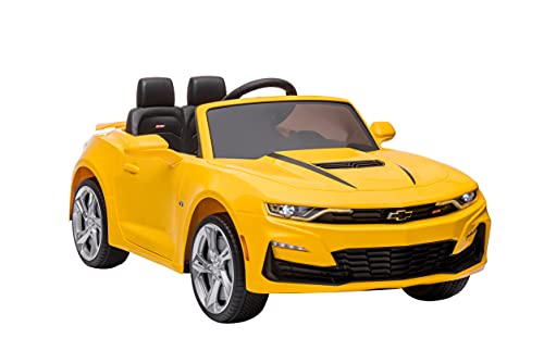 DAKOTT Kids Ride On Sports Car, 12V Battery Powered Chevy Camaro w/Parent Remote Control, Bluetooth, Horn, Music & Headlights Taillights for 3-6 Years