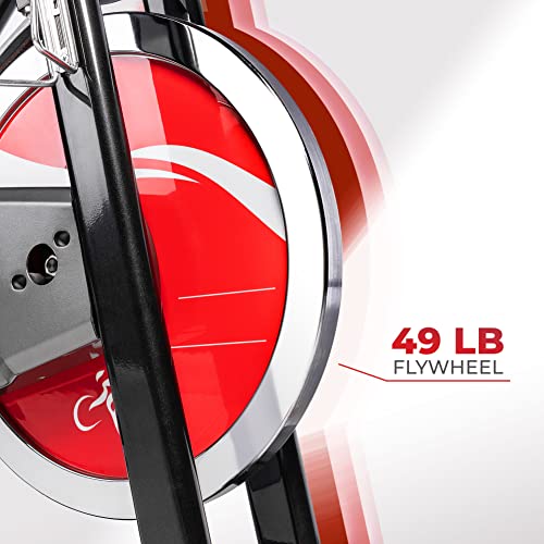 Sunny Health & Fitness Indoor Cycling Exercise Bike with Heavy-Duty 49 LB Chrome Flywheel, Stationary Bike with Customizable Comfort with 275 LBS. Max Weight - SF-B1002
