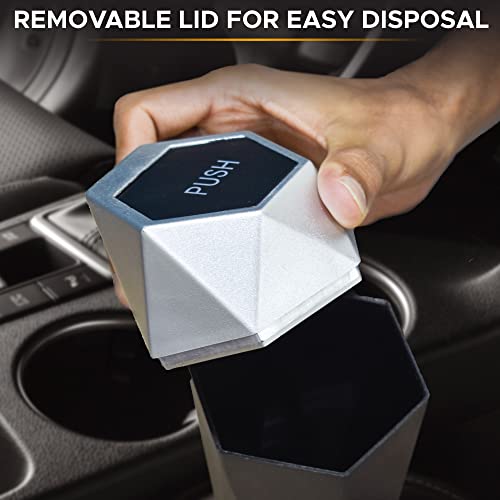 EcoNour 2 Packs Car Trash Can with Lid,Leakproof Vehicle Trash Bin with Removable lid & 30 pcs Garbage Bags,Easy to Clean Mini Garbage Bin for Automotive Car Home Office Kitchen Bedroom.
