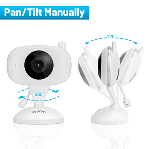 sodfim Baby Monitor with Camera and Audio 720P, 4.3" Baby Camera Monitor No WiFi, 4X Zoom, 1000FT Long Range, Night Vision 360° Rotation Wireless Video Baby Monitor