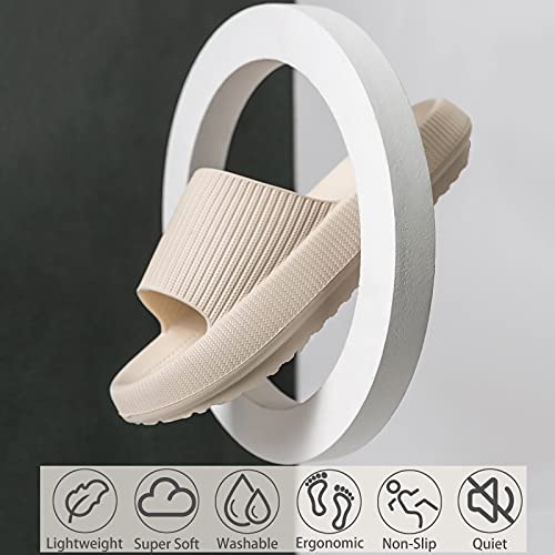 Cloud Slippers for Women and Men, Rosyclo Pillow Massage Shower Bathroom Non-Slip Quick Drying Open Toe Super Soft Comfy Thick Sole Home House Cloud Cushion Slides Sandals for Indoor & Outdoor Platform Foam Shoes