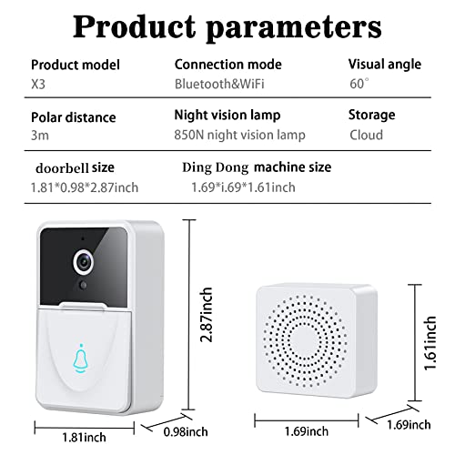 Smart Video Doorbell Camera Doorbell Wireless with Chime Night Vision Cloud Storage for Home Apartment Office Room