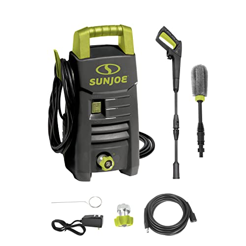 Sun Joe SPX205E-MAX Electric Pressure Washer, Adjustable Spray Wand, Rim Brush, Black