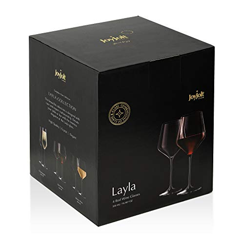JoyJolt Layla Italian Red Wine Glasses, Set of 4 , 17 oz Clear – Made in Europe