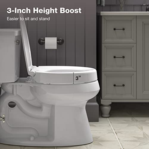 KOHLER 25875-0 Hyten Elevated Quiet-Close Elongated Toilet Seat, Contoured Seat with Grip-Tight Bumpers, Quick-Attach Hardware, White