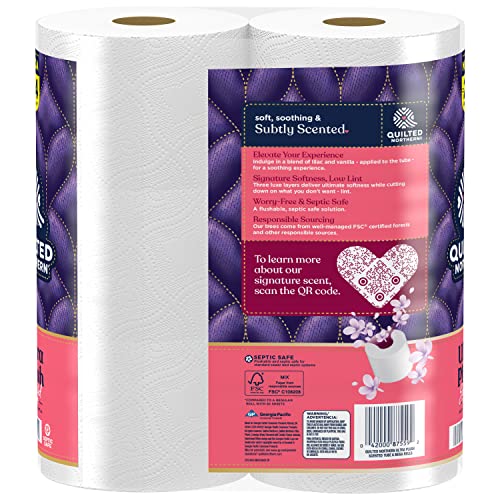 Quilted Northern Ultra Plush® Toilet Paper with Sweet Lilac & Vanilla Scented Tube, 6 Mega Rolls, 3-Ply Bath Tissue White