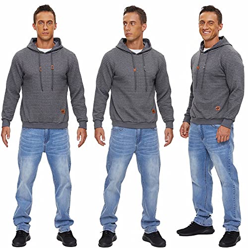 YuKaiChen Mens Casual Hoodies Pullover Midweight Hooded Sweatshirt White Large