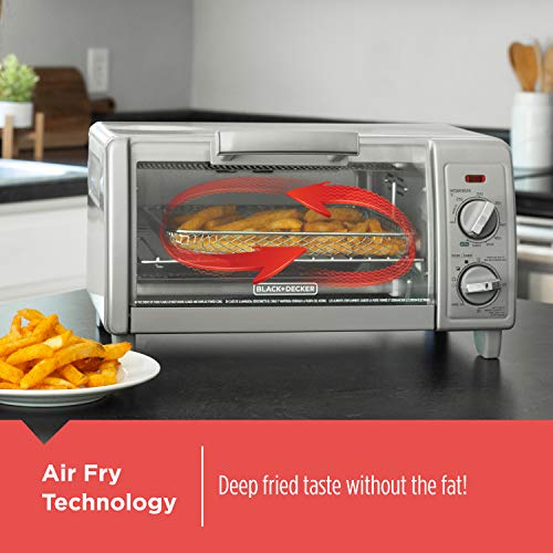 BLACK+DECKER TO1785SG Crisp N Bake Air Fry Toaster Oven, 4-Slice, Gray