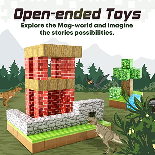 Magnetic Blocks-Build Mine Magnet World Set, Magnetic Toys for Boys & Girls Age 3-4 4-5 6-8, STEM Montessori Sensory Toys for Toddlers Gifts for 3+ Years Old, Fidget Cubes Construction Toys