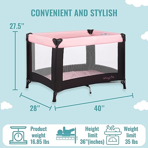 Dream On Me Nest Portable Play Yard with Carry Bag and Shoulder Strap, Pink