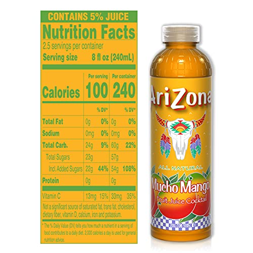 AriZona Mucho Mango Juice Drink, 20 Fl Oz (Pack of 24)