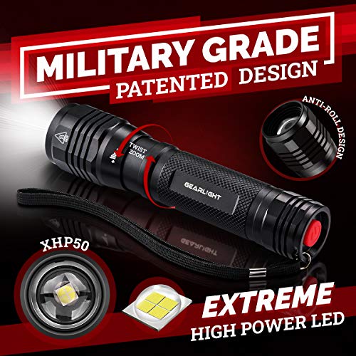 GearLight S2500 LED Flashlight - Extremely Bright, Powerful Tactical Flashlights with High Lumens for Camping, Emergency & Everyday Use