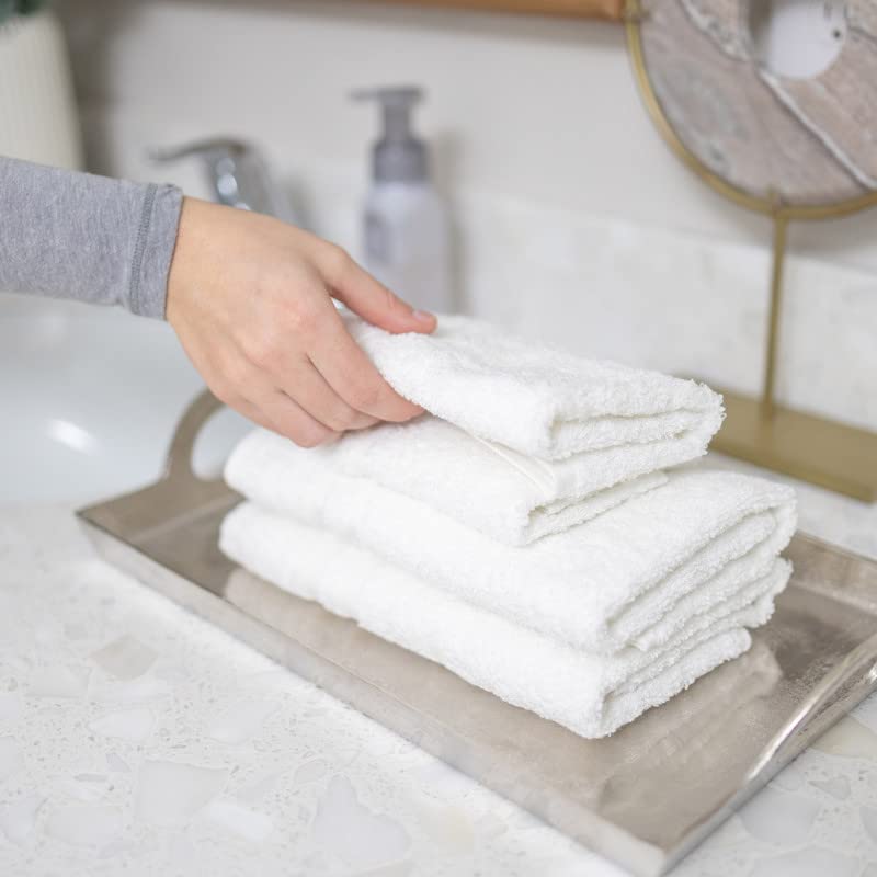 Hammam Linen White Hand Towels 4-Pack -16 x 29 Turkish Cotton Premium Quality Soft and Absorbent Small Towels for Bathroom