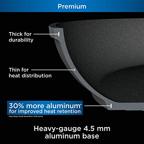 Ninja C39500 Foodi NeverStick Premium Hard-Anodized 10-Piece Cookware Set, Guaranteed to Never Stick, Nonstick, Durable, Oven Safe to 500°F, Slate Grey