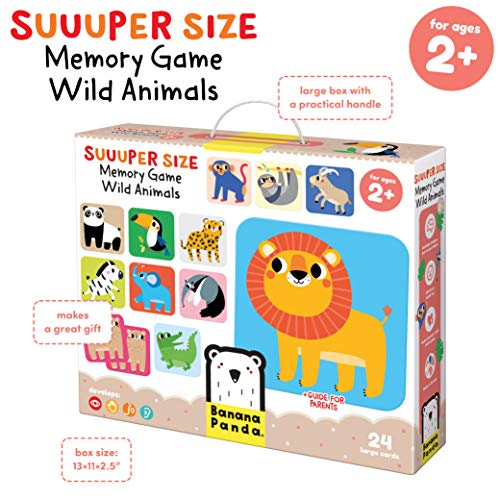 Banana Panda Suuuper Size Memory Game - Wild Animals - Classic Toddler Game includes 24 Extra-Large Cards - Play Matching Games, Use as Flashcards, for little kids ages 2-4 years