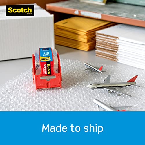 Scotch Heavy Duty Packaging Tape, 1.88" x 22.2 yd, Designed for Packing, Shipping and Mailing, Strong Seal on All Box Types, 1.5" Core, Clear, 6 Rolls with Dispenser (142-6)