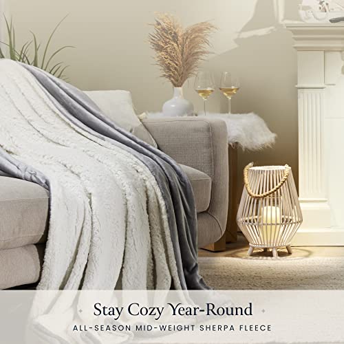 BELADOR Throw Blanket - Fleece Blankets 50"x60" - Soft Blanket with Sherpa Reverse Fluff - Travel Blanket for Bed, Anti-Static Blankets & Throws - Plush Lightweight Blanket, Cozy Fuzzy Couch Blanket