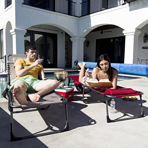 KingCamp Outside Folding Adjustable Lounge Patio Chaise Chairs, 74.8''x23.2''x14.5'', Beige-2 Pack