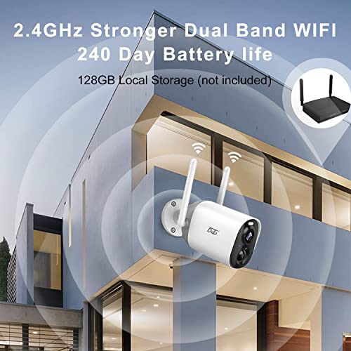 DCT Security Cameras,Indoor Home Camera WiFi Spotlight Siren Alarm 1080P Battery Powered, Color Night Vision,PIR Motion Detection,2-Way Audio, SD/Cloud,IP65