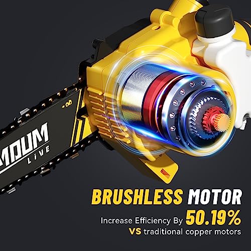 Mini Chainsaw Cordless 6'' with 2×21V Battery, IMOUMLIVE Brushless Powerful Electric Small Hand Portable Chain Saw with Auto Oiler, Lightweight, 2.2 lbs, Handheld, Easy For Pruning, Cutting, Trimming
