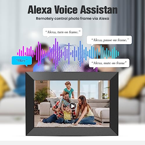 BIGASUO 10.1 Inch WiFi Digital Picture Frame, IPS HD Touch Screen Cloud Smart Photo Frames with Built-in 16GB Memory, Wall Mountable, Auto-Rotate, Share Photos Instantly from Anywhere-Great Gift