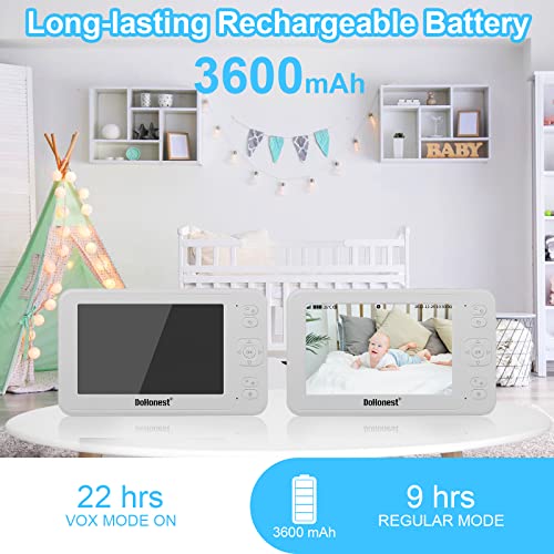DoHonest Baby Monitor HD 1080P Camera Audio Home Wireless 5” Display Infant Video Monitoring Remote Pan Tilt Infrared Night Vision 1000ft Range Temperature Sensor S06