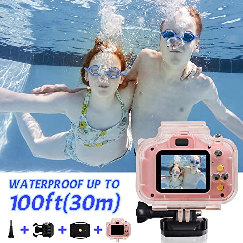 Kids Waterproof Camera Toys for 4-8 Year Old Kids, Children Digital Action Cameras with 16GB Memory Card, Indoor Outdoor Toddler Camera, Birthday Christmast Gifts for KidsAge 5-10 by Elimiic (Pink)